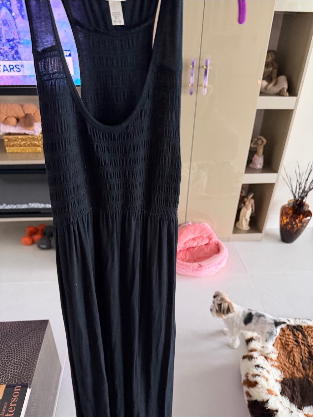 Soma Black Sleeveless Maxi Dress with Smocked Bodice